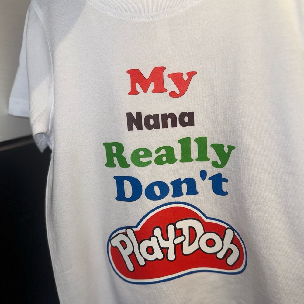 White Graphic T-Shirt with Colorful Text